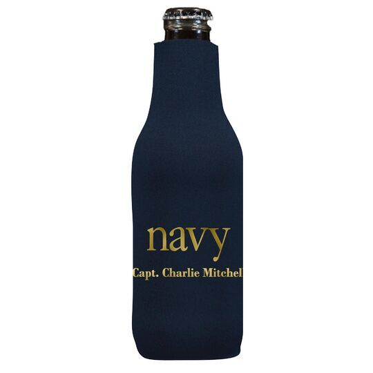 Big Word Navy Bottle Koozie